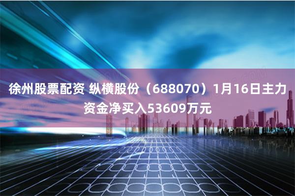 徐州股票配资 纵横股份（688070）1月16日主力资金净买入53609万元