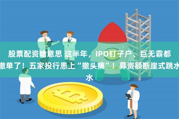 股票配资啥意思 这半年，IPO钉子户、巨无霸都撤单了！五家投行患上“撤头痛”！募资额断崖式跳水