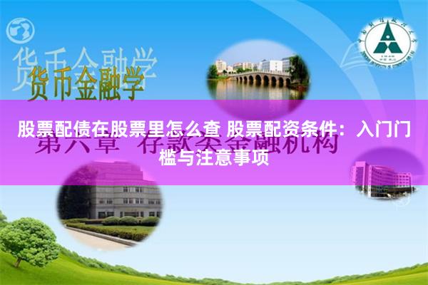 股票配债在股票里怎么查 股票配资条件：入门门槛与注意事项
